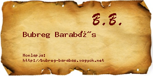 Bubreg Barabás névjegykártya